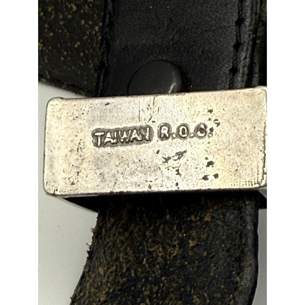 Onyx By Brighton Mens Black Beaded Leather Belt Silver Tone Size 36